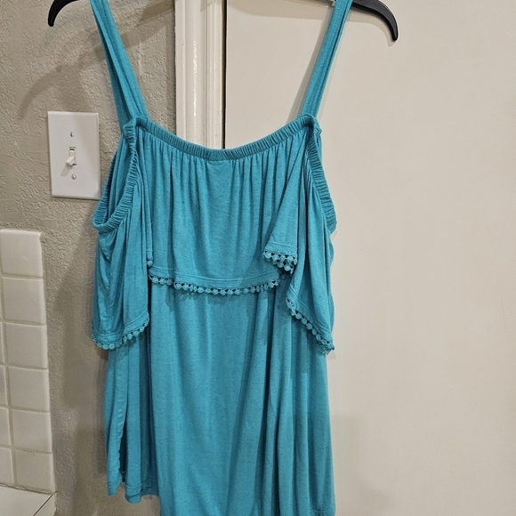Time and Tru off shoulder top in Teal w Beautiful stitch.  XL (16-18) never worn - Picture 7 of 13